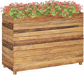 Raised Bed Recycled Teak Raised Planter with Wooden Legs and Steel Rack Bottom for Flowers Vegetables Weather Resistant Outdoor Planting Box Container 39.4x15.7x28.3 -AA