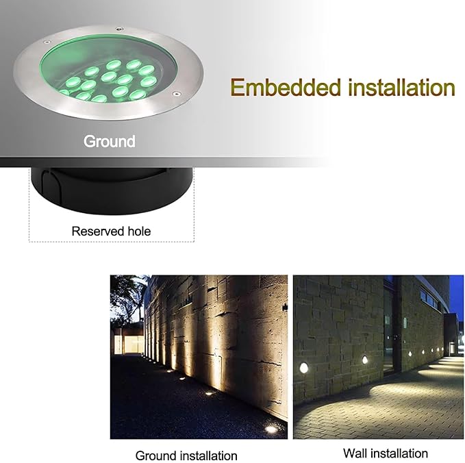 Ground LED Landscape Lights - Outdoor Buried Lights AC 220V LED 30° Adjustable Angle Underground Light IP67 Outdoor Waterproof Embedded Lawn Tree Spotlight Polarized Floor Lamp