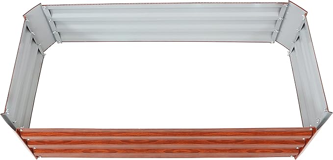 Sunnydaze 11.75 H Raised Metal Garden Bed - Galvanized Raised Garden Bed Outdoor for Vegetables and Flowers - Woodgrain - 4' x 2' Rectangle