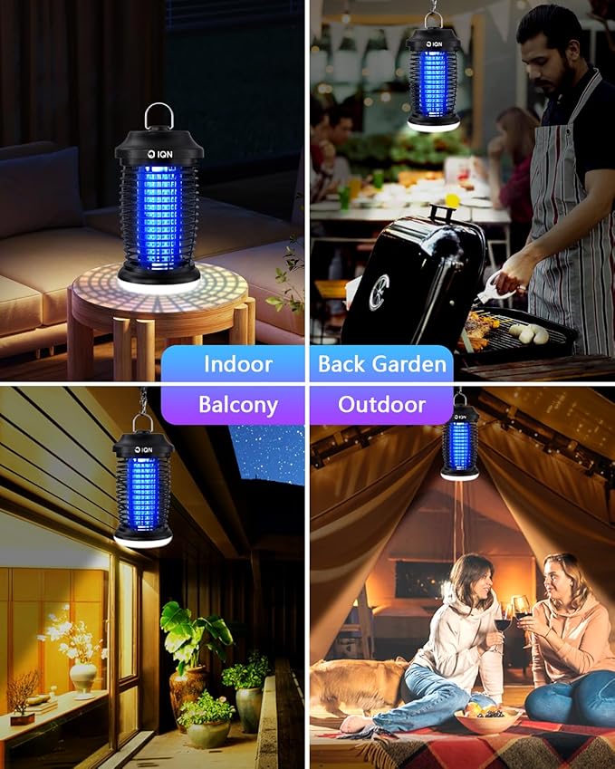 Outdoor Insect Killer Mosquito Killer Electric Fly Killer Insect Killer Mosquito Killer Fly Trap Indoor and Outdoor Flying Insect Killer 4200V ABS Plastic Shell (Black)