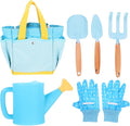 Garden Planting Tools Set with Wooden Handles Shovel Rake Watering Pot for Digging Play and Soil Transplanting Preschool Outdoor