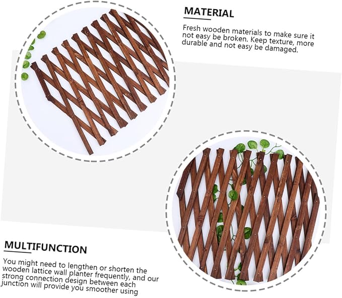 POPETPOP Climbing Plant Support Trellis Expandable Willow Fence Garden Trellis Panel Carbonized Wood for Outdoor Plants