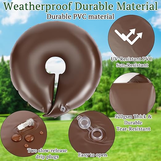 4 Set Tree Watering Ring 20gal Watering Bags with Coconut Fiber Mulch Ring – Deep Root and Slow Release Automatic Drip Irrigation System for New Trees Multi-Trunk Trees and Shrubs