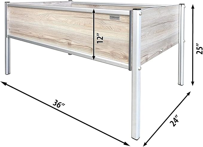 Foreman Raised Garden Bed on Legs – Weather-Resistant Raised Garden Bed (36 x 24 x 25) with Drainage Ideal Raised Garden Bed for Vegetables &amp Flowers – 300 lb Capacity Callisto Wood Grain