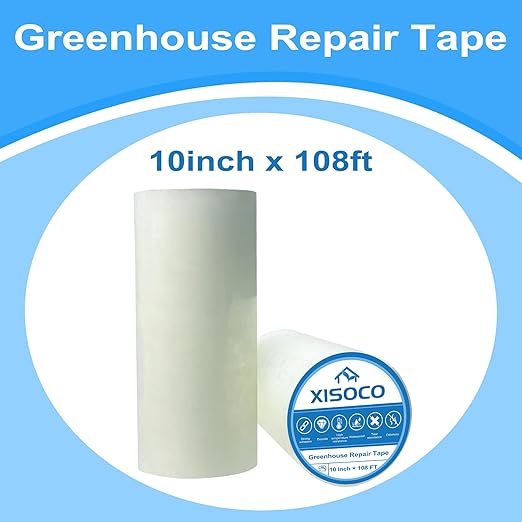 10Inch x 108FT Greenhouse Repair Tape Greenhouse Tape Heavy Duty Waterproof UV-Resistant Tent Clear Repair Tape Greenhouse Plastic Sheeting Coverings Film Tape for Sealing and Seaming