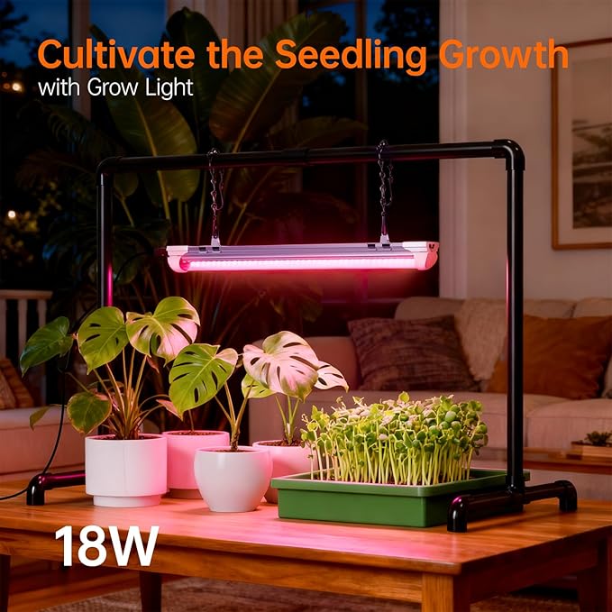 Bstrip Grow Light Stand 1.3ft 18W Grow Light for Indoor Growing Full Spectrum LED Plant Light for Seed Starting Height Adjustable 27.0 L x 13.0 W x 19.1 H