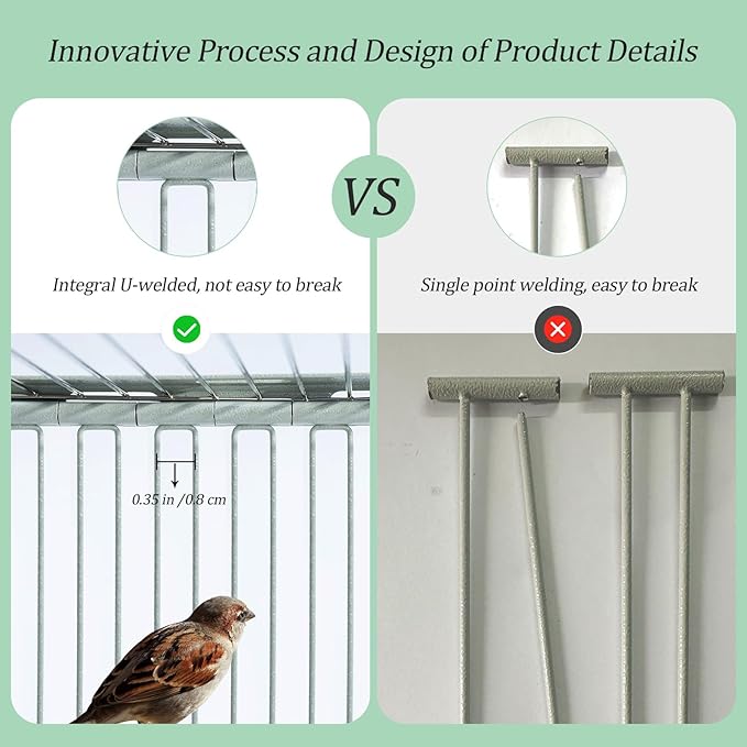 Bird Trap Cage with Escape-Proof Bird Traps for Small Birds Live Sparrow Trap Portable Easy Assembly and Unharmful.Made of lron with Anti-Rust Paint A3