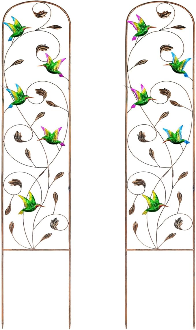 SUNNYPARK Set of 2 Hummingbird Metal Garden Trellis for Climbing Plants Decorative Vegetables Flowers Vine Trellis for Outdoor Patio 60'' H x 11'' W