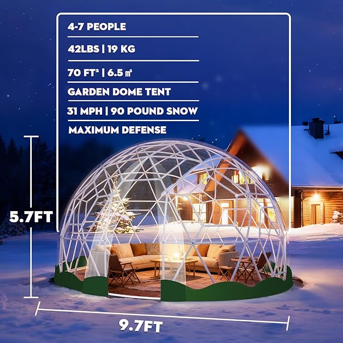 Garden Dome Tent 9.6/12/15 ft Outdoor Clear Bubble Tent for 2-8 Person All-Weather Geodesic Dome Greenhouse with Window &amp Door PVC Transparent Tent for Patio Camping Party