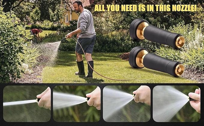 100ft Silver Stainless Steel Garden Hose – Heavy-Duty Metal Hose with Brass Fittings &amp Nozzle Kink-Free Leak-Proof Weather-Resistant