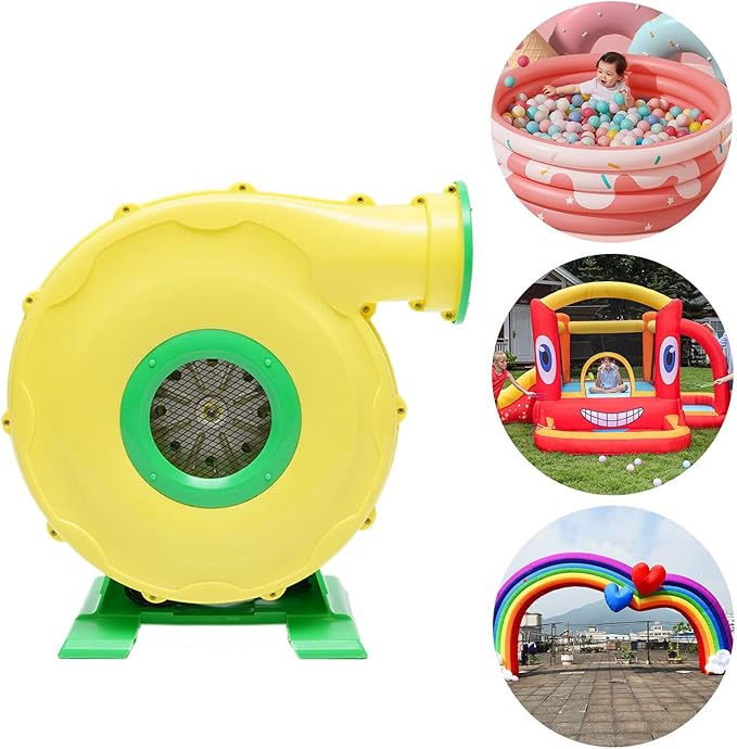 450W Air Pump Blower Commercial Inflatable Blower Inflatable Bouncer Blowers for Inflatable Bounce House Jumper CastleYellow and Green