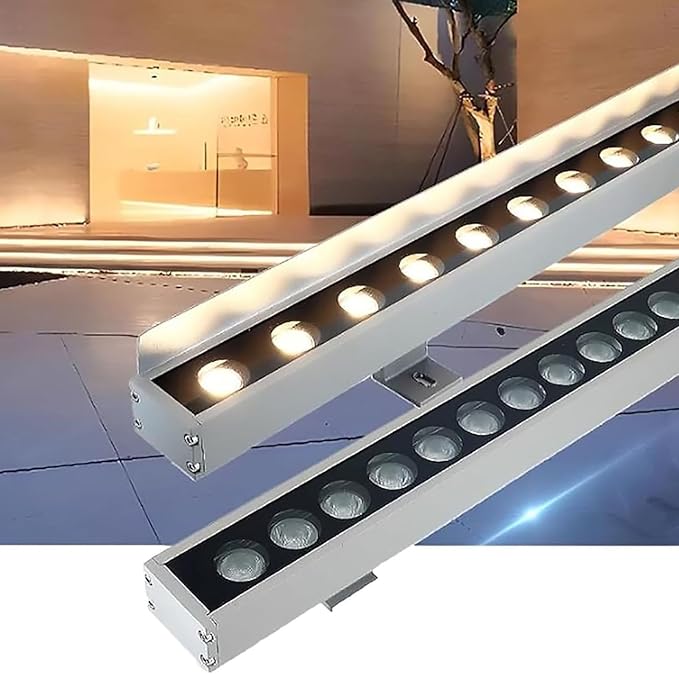 Outdoor Buried Lights - Ground LED Landscape Lamp IP67 ?Waterproof Recessed Long Contour Spotlight DC 24V Low Voltage Wall Washer Light for Garden Deck YardWarm White 18W