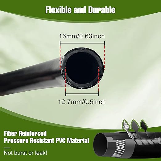 50FT 1/2 Inch Drip Irrigation Tubing with 4 Pack 1/2 to 1/4 Drip Irrigation Fittings Drip Line Hose &amp Push-to-Fit 6 Way Splitter Connectorsfor Drip Irrigation Parts Drip Irrigation System