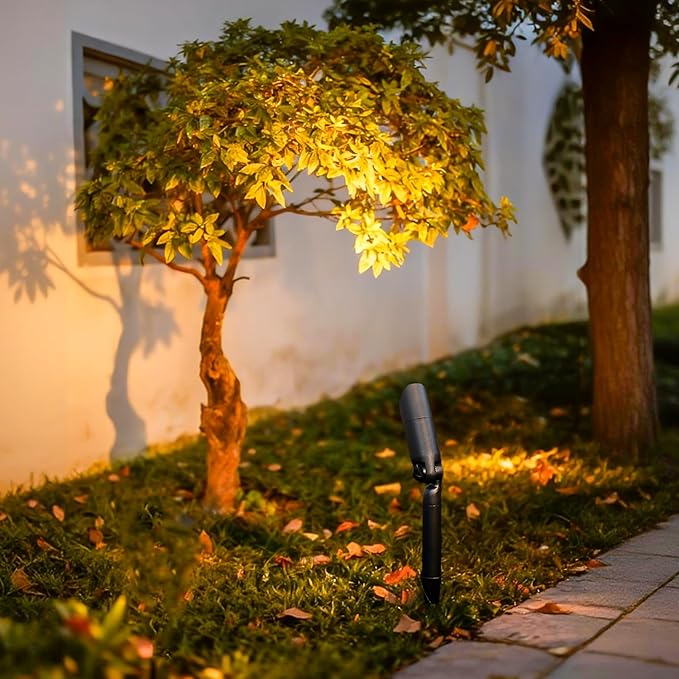 GOLDEN STAR Low Voltage Landscape Light 3W 100Lumen 12V Outdoor Spotlights LED Landscape Lighting 3000K Warm White Flood Lights 2Pack with Metal Stake &amp Connector for Walls Trees Yard Garden Tree