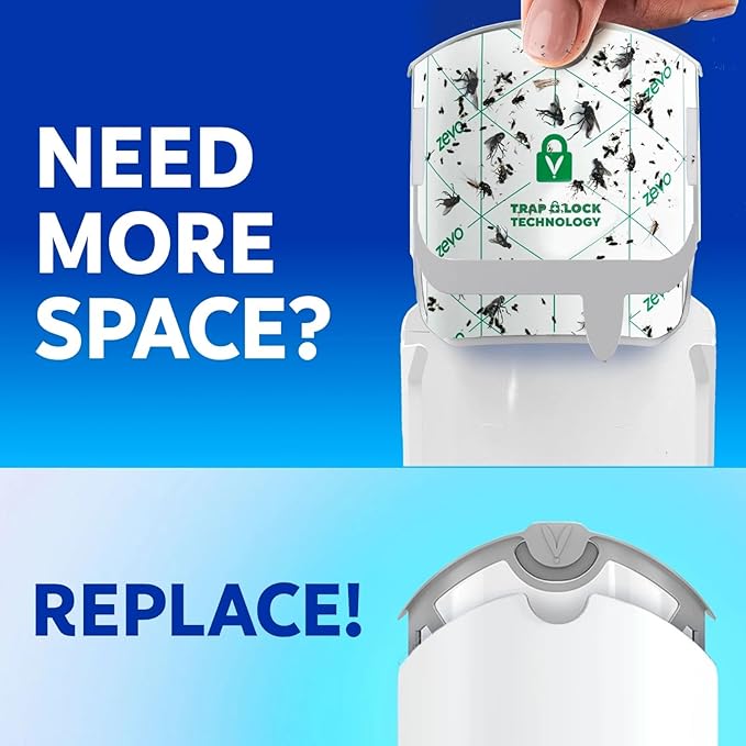 Zevo Compact Flying Insect Pesticide Device Refills: Easy Mess-Free Solution for Small Spaces - Light Trap Catches &amp Kills House Flies Fruit Flies Gnats (2 Refills Cartridges)