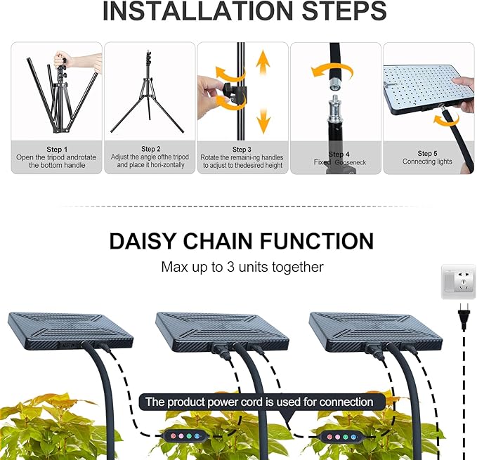 2026 Grow Light with Stand for Indoor Tall Plants Bonsai Tree 4/8/12/16/20H Timer Bright Natural Sunlight Full Spectrum 25 Watt Power Draw NO Need Adapter 24-64 Height Adjustable