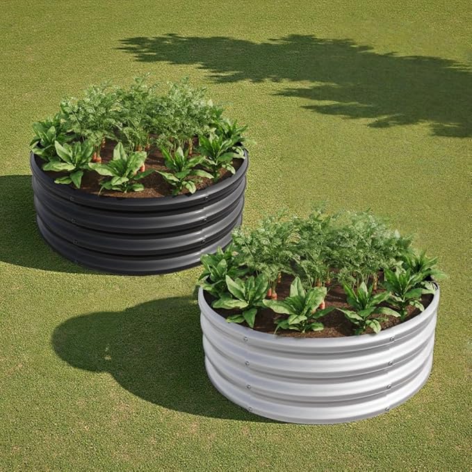 Heavy-Duty Galvanized Steel Raised Garden Bed for Vegetables Flowers Herbs and Fruits – Rust-Resistant Outdoor Planter Box (2PCS Black with 32.08x11.4 inches)
