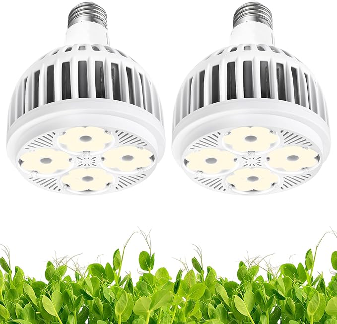 Grow Lights for Indoor Plants Full Spectrum 4000K 22W Plant Light Bulb with High PPFD E27 Base LED Energy Saving Grow Light Bulb for Seeding and Growing 2 Pack