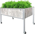 Foreman Raised Garden Bed on Wheels – Weather-Resistant Raised Garden Bed (36 x 24 x 27) with Drainage Ideal Raised Garden Bed for Vegetables &amp Flowers – 300 lb Capacity Monte Wood Grain
