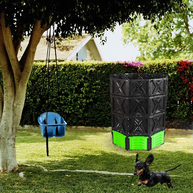 SQUEEZE master XXL Large Compost Bin Outdoor- 720L /190 Gallon-Easy Assembly-No Screws-Sturdy&amp Durable-Green Door