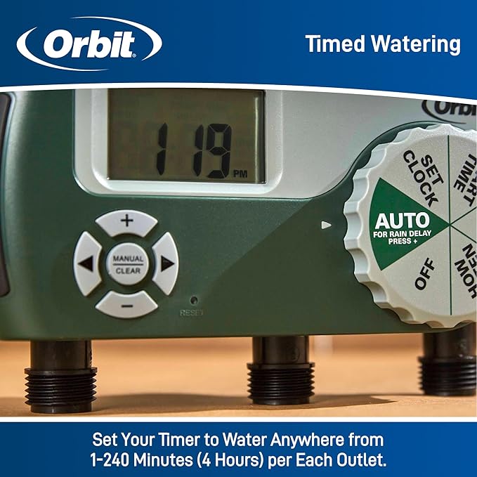 Orbit 56082 3-Outlet Programmable Digital Hose Watering Timer(Pack of 4)