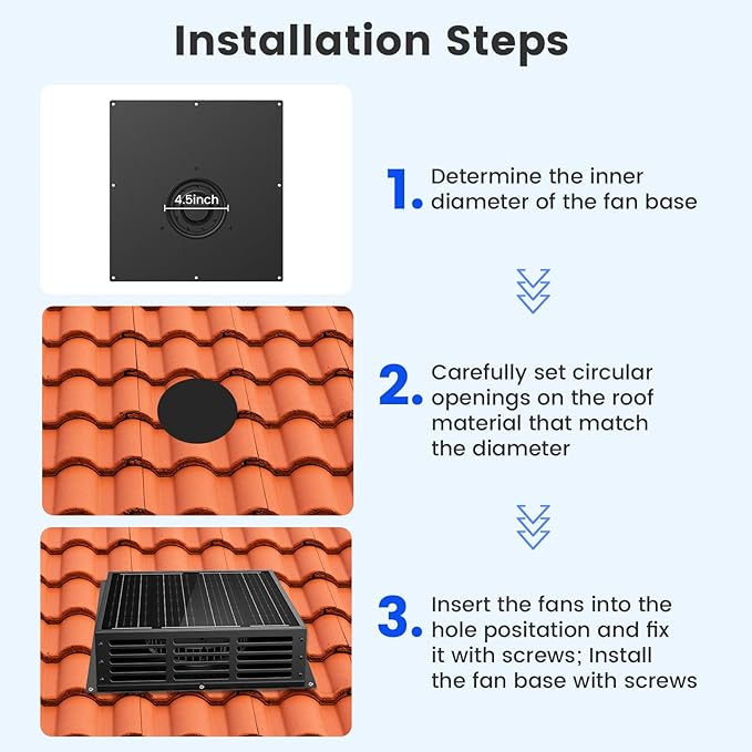 25W Solar Fan for Chicken Coop 430CFM Solar Exhaust Fan with IP67 Waterproof Solar Panel-No Wiring Required Easy Install Greenhouse Fan for Shed AtticBarn Dog House