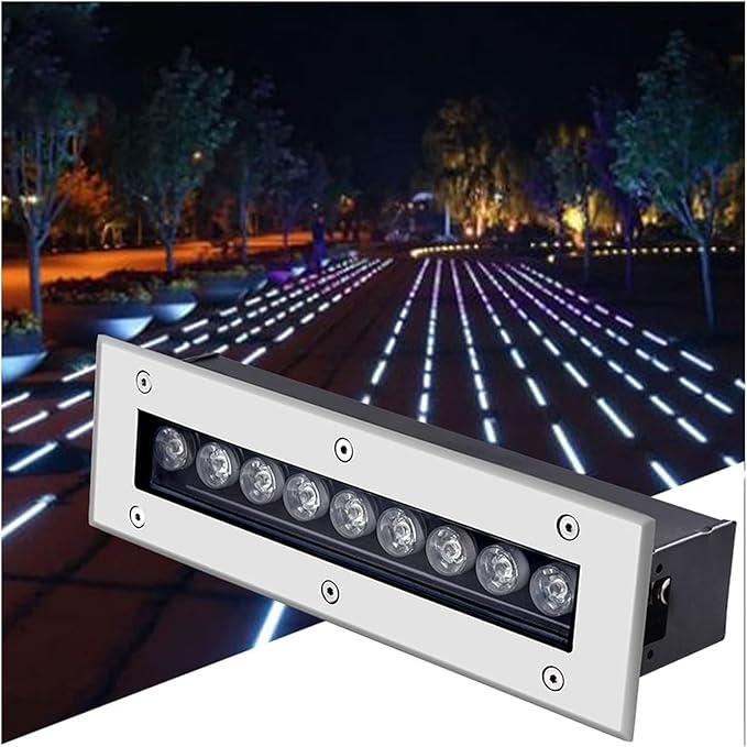 Outdoor Underground Light - Recessed LED Spotlight Linear In Ground LED Light Long Strip LED Landscape Light Tempered Glass IP67 Waterproof Underground LightYellow Light 18W