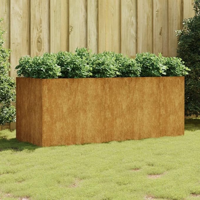 Corten Steel Garden Raised Bed Ample Space Outdoor Planter Box with Open Bottom Metal Raised Planter Bed for Vegetables Flowers 78.7x31.5x31.5 Brown-399