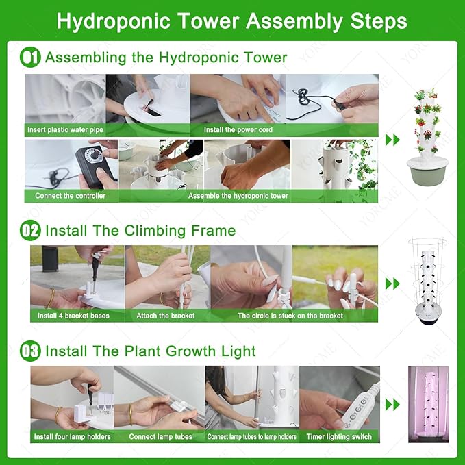 Hydroponic Microgreen Kit Tower Garden Growing System Fruits &amp Vegetables with Hydrating PumpControllerSeedling TrayCotton Planting A(20Pots)
