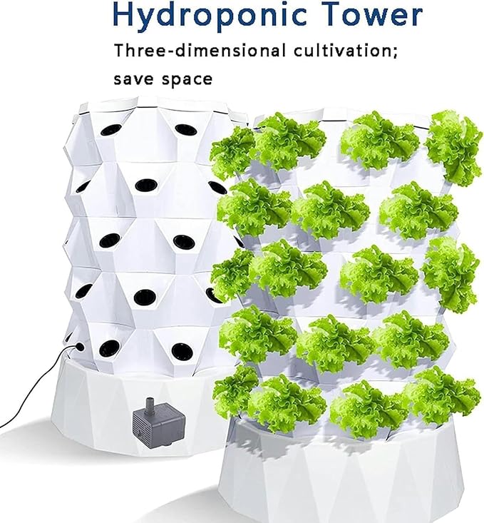 Hydroponic Garden Tower Vertical Hydroponic Indoor GrowingHydroponic Tower Growing Sytem Multi-Layer Grow Tower for Grow Fruits Vege