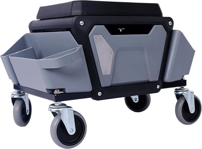 Heavy Duty Mechanic Stool with 330lbs Load Capability Garage Stool with Wheels Rolling Creeper with Soft Rubber Cushion Seating for Auto Repair and DIY Home Car Beauty Gray
