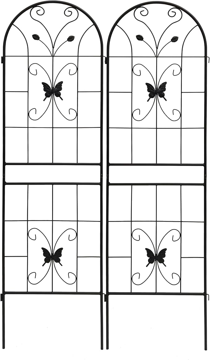 2 Pack Metal Garden Trellis 71 High x 19.7 Wide Rustproof Outdoor Plant Support Black Powder Coated Iron Trellis for Vines Vegetables &amp Flowers