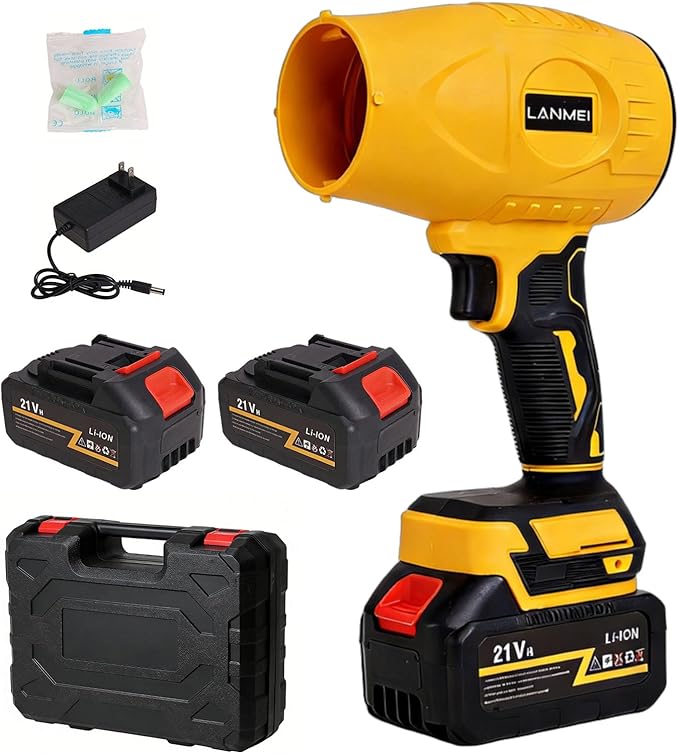 21V Cordless Leaf Blower with 2 * 3.0Ah Batteries &amp Charger Turbo Electric Blower Lightweight 2.45lbs Handheld Snow blowers for Yard Driveway Garage Pool CleaningOutdoor Camping