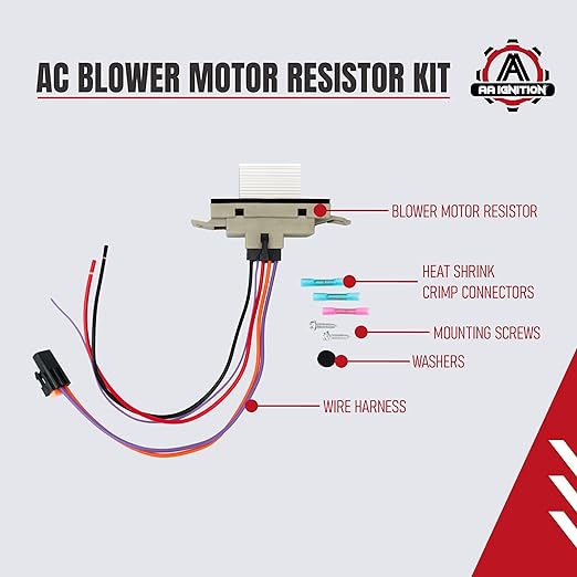HVAC Blower Motor Resistor Complete Kit with Harness - Replaces 15 81773 89018778 89019351 1581773 15-81773 Compatible with Chevy GMC Vehicles - Silverado Tahoe Suburban Sierra Yukon XL