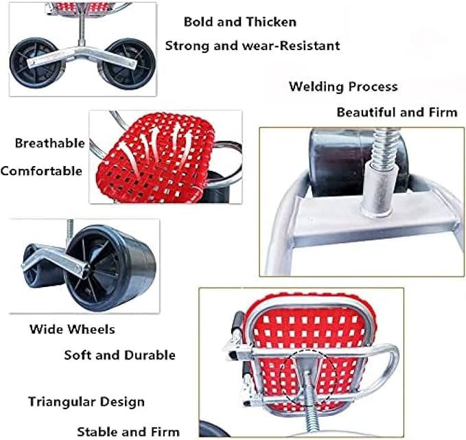 Garden Rolling Work Seat Garden Tools with Wheels 360 Degree Swivel Load 100Kg Adjustable Height for Weeding Gardening Lawn CareCC