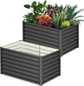 CABIHOME 2-Packs Raised Garden Bed 6x3x2 ft Metal Raised Garden Beds Outdoor Rectangular Planter Box for Planting Plants Vegetables and Flower Dark Grey