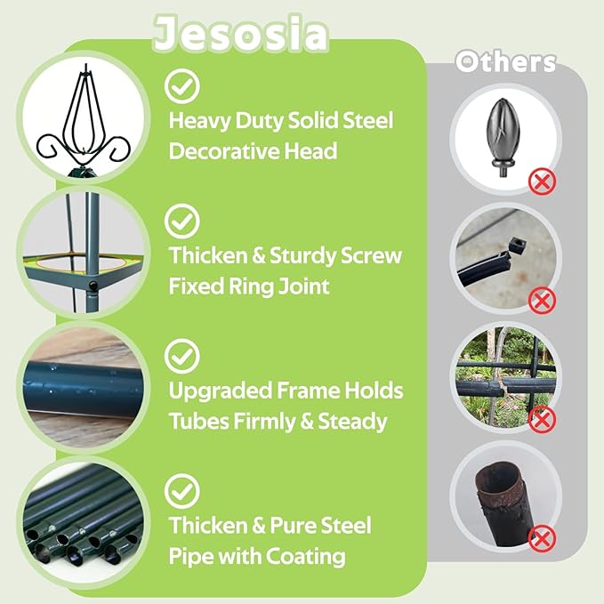 100% Metal Obelisk Trellis for Climbing Plants Outdoor - Heavy Duty Stone Coated Steel Garden Tower Trellis - Tall Sturdy Rustproof Vertical Plant Support for Climbing Vine Vegetables Flowers