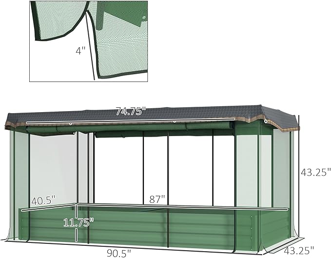 6x8ft Heavy Duty UV-Resistant Durable All-Weather Garden Shade Cage Protection System Raised Bed Green Optimal Plant Growth