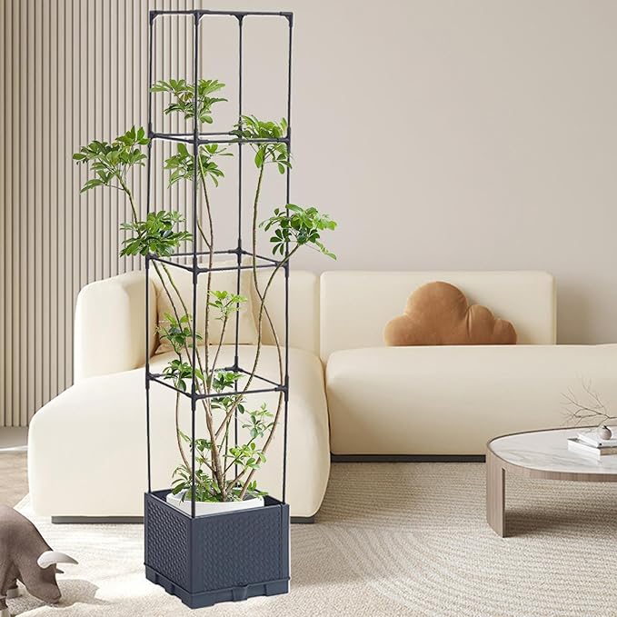 Garden Bed with Trellis | Self-Watering Support Cage Pots | Outdoor Vine Flower Garden Planterfor Tomato Cucumber Pea Grape Vines Vegetable Flower Fruit Potted Indoor