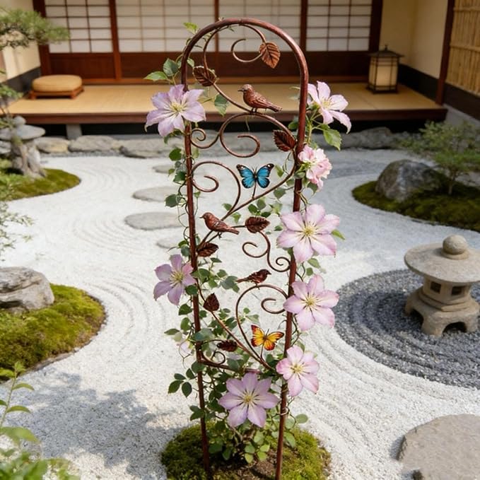 Metal Garden Trellis for Climbing Plants Iron Art Plant Support Decorative