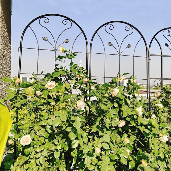 Heavy-Duty Metal Garden Trellis for Climbing Plants – Rust-Resistant Outdoor Flower Support with Sturdy Steel Frame (4 Pack)
