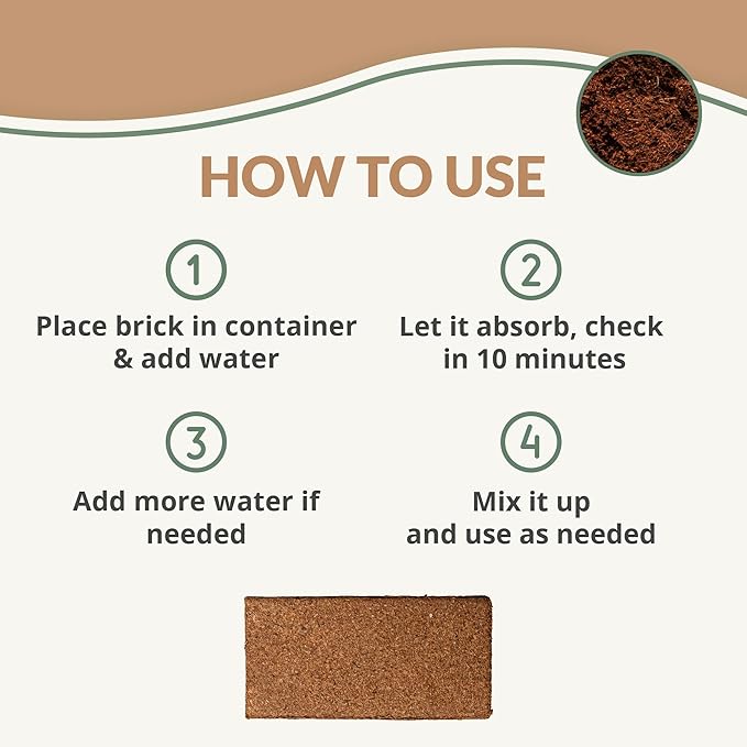 Coco Coir 650gm Bricks (10-Pack) + Worm Bliss (2 Gallons) - Organic Coco Coir for Plants &amp Worm Castings for Plants - Coconut Coir Bricks - Earthworm Castings Worm Fertilizer - Garden Soil Potting