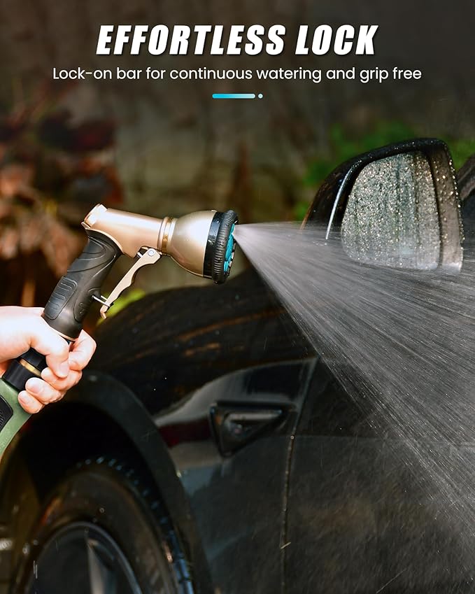 RAINPOINT Garden Hose Nozzle 9 Spray Patterns Hose Sprayer Nozzle Heavy Duty Metal Water Hose Nozzle Adjustable Hand Sprayer Watering Plants and Lawn Pet Showering Blue