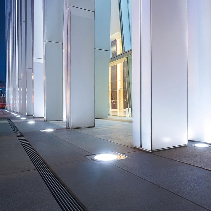 Outdoor Recessed Ground LightRound Embedded Underground Light IP66 Waterproof LED Garden Landscape Lights for Pathway Patio Bridge Driveway Decorative Spotlight AC85-110V