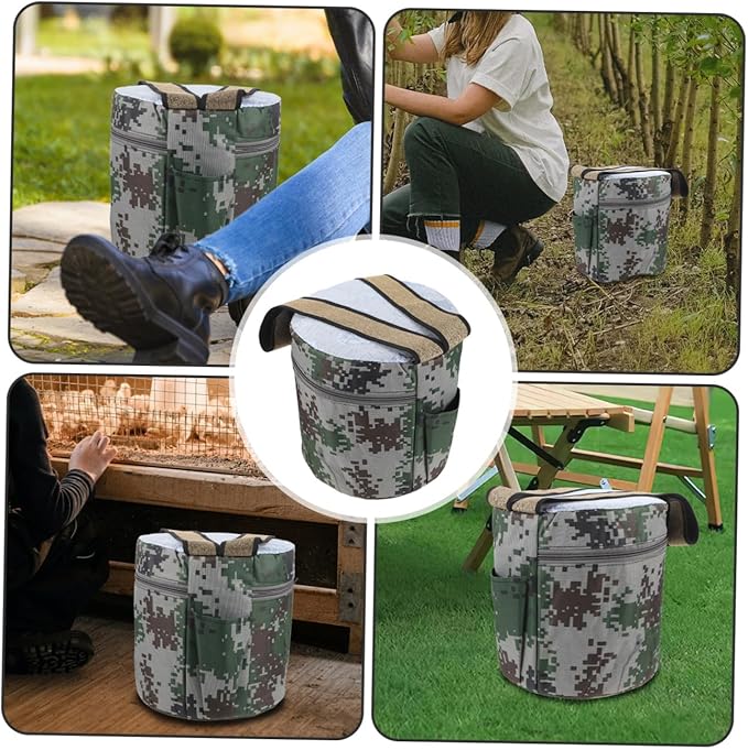 Veemoon Portable Farming Foam Stool with 25cm Height and Storage Pocket Lightweight Outdoor Garden Work Seat for Seniors Camping and Fieldwork Use Random Style