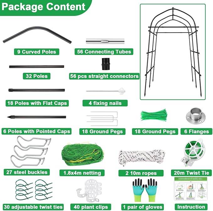 Garden Arch Trellis for Climbing Plants Outdoor 7ft Extra Tall Metal Walkway Trellis Cucumber Arch Trellis Archway Arbor Tunnel Large Trellis for Climbing Vines Vegetable Grape Garden Raise Bed