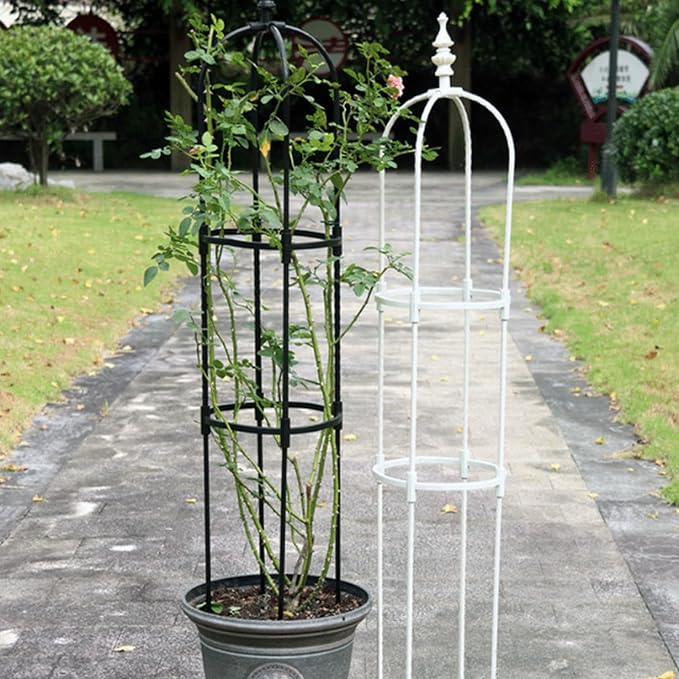 Trellis for Climbing Plants Outdoor3/4/5Ft Tower Garden Obelisk Trellis with Twist TieMetal Potted Plant Climbing Support for Indoor Outdoor Flowers Vegetable Fruits Vines Support (4FT)