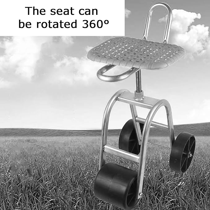 Garden Stool with WheelsHeightening Rolling Gardening Cart 45-59cm Adjustable HeightBearing 150kgfor Orchards Farms Home(4 Wheels)