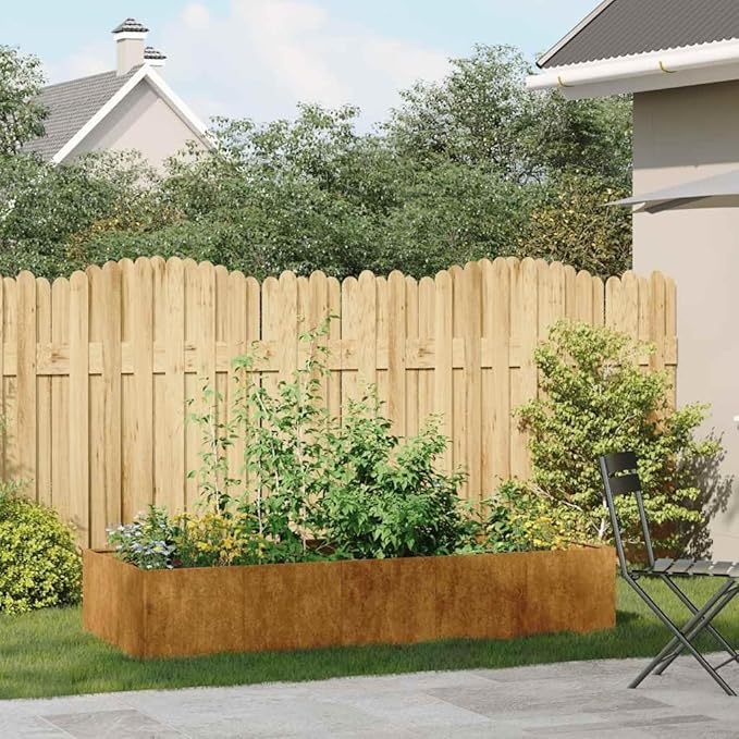 Extra-Large 78.7 in Weathering Steel Rectangular Raised Garden Bed Planter Box Rustic Brown Outdoor Raised Bed for Patio &amp Garden with Open Bottom Drainage