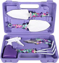 5 Piece Garden Tools Set with Gloves Gardening Hand Tools Kit with Storage Bag with Cultivator Rake Shovels Branch Scissors Spray Can